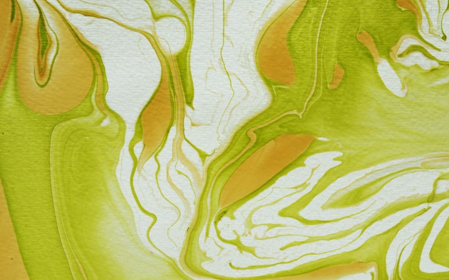 Abstract marbleized effect in green and gold