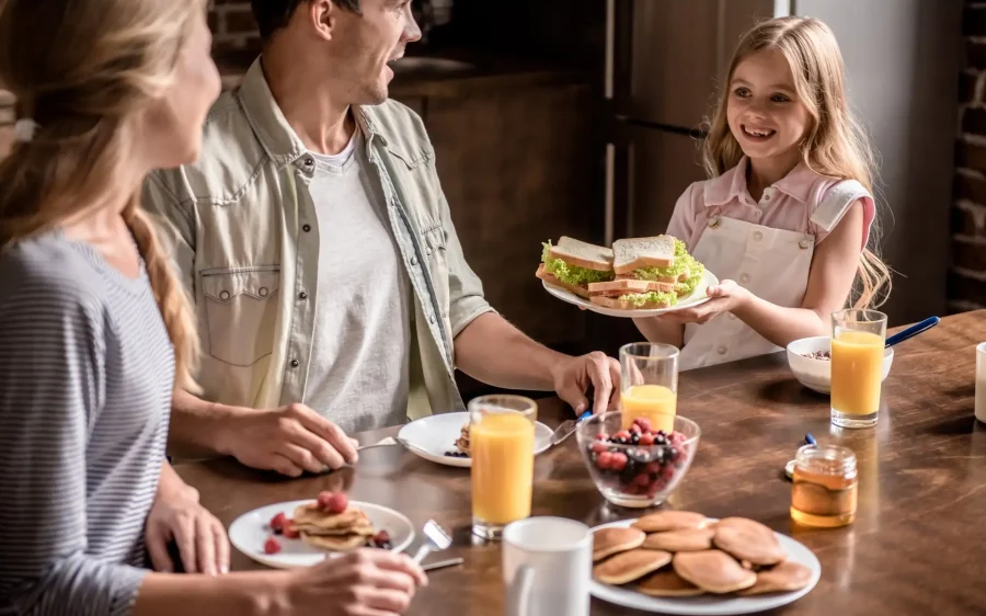 Family in kitchen