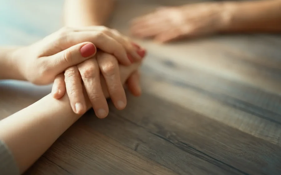 Hands in hands close up